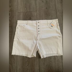 Ella moss white cuffed midi shorts button up